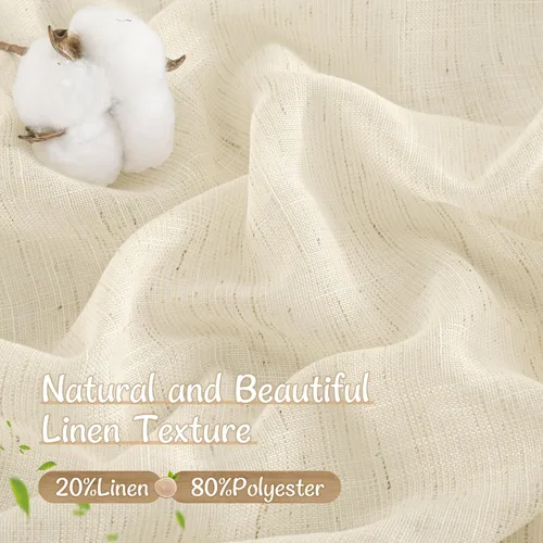 Miniatura 2 de LAMIT Cortinas de lino beige de 30 pulgadas de largo para ventanas pequeñas, cortinas semitransparentes filtrantes de luz, pestaña trasera