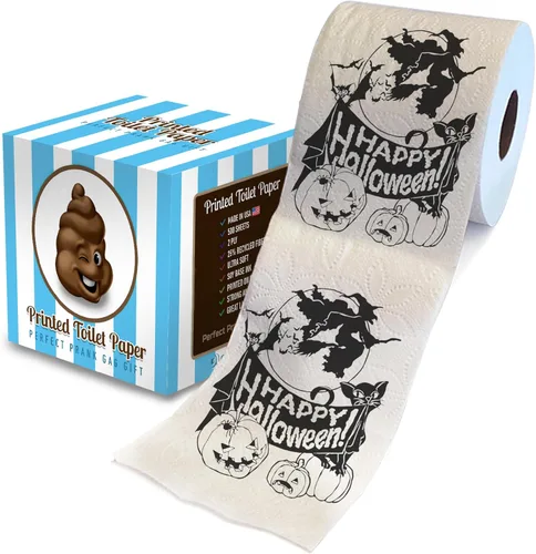 Miniatura 8 de Printed TP Papel higiénico impreso con texto en inglés "Beware of Devil" de Halloween, rollo de papel higiénico aterrador para sorpresa, broma, Rojo
