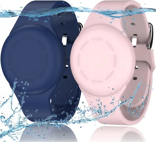 Miniatura 16 de R-fun Impermeable para Brazaletes Air Tag [Paquete de 2] Compatible con Localizadores Apple Air Tag, Funda Protectora de Silicona Suave, Anti