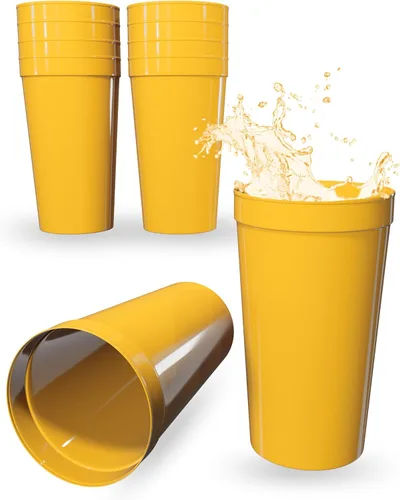 Miniatura 61 de PartyPrints Paquete de 100 vasos de plástico en blanco reutilizables de 10 a 12 onzas, vasos de estadio a granel, sin BPA, aptos para lavavajillas