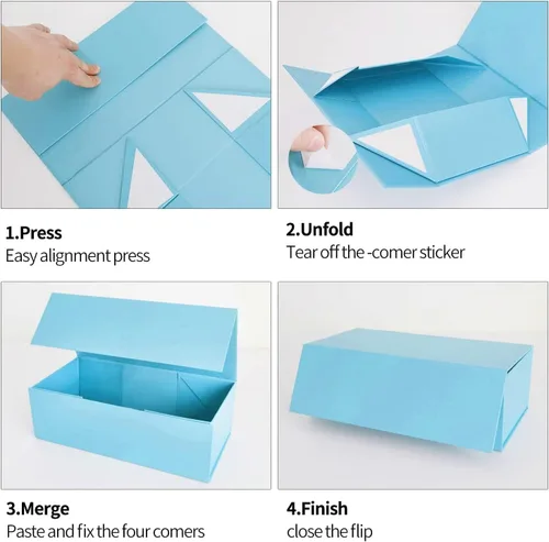 Miniatura 4 de Caja de regalo de 10 x 6 x 3 pulgadas con tapa de cierre magnético, cajas de regalo para regalos, caja de regalo de dama de honor, bonita caja