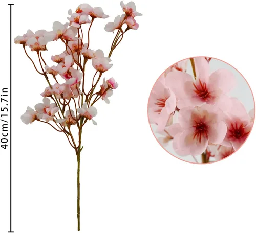 Miniatura 3 de Uieke 8 flores artificiales de cerezo, ramas de flor de cerezo de seda, arreglo de flores de ciruelo falsas para bricolaje, hogar, boda, árbol, 8