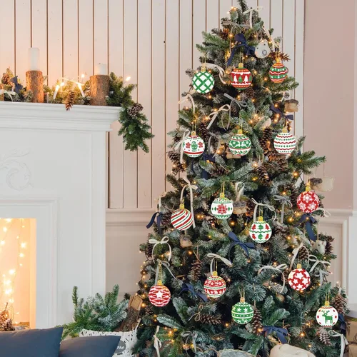 Miniatura 4 de Yuxung 15 piezas de llavero de diamante de Navidad 5D DIY Kit de arte de diamantes de Navidad decoración colgante adorno de doble cara arte