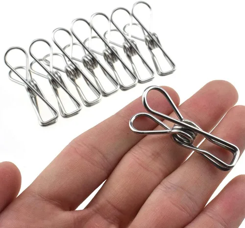 HAHIYO Pinzas para la ropa, de acero inoxidable, no se oxidan, agarre fuerte en viento fuerte, 1.7 pulgadas, paquete de 30 unidades, pequeños, no se