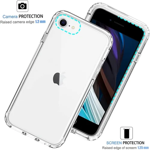 Miniatura 2 de Funda para iPhone SE 2020, iPhone 8, iPhone 7 para niñas y mujeres, transparente, protección de cuerpo completo, a prueba de golpes, carcasa