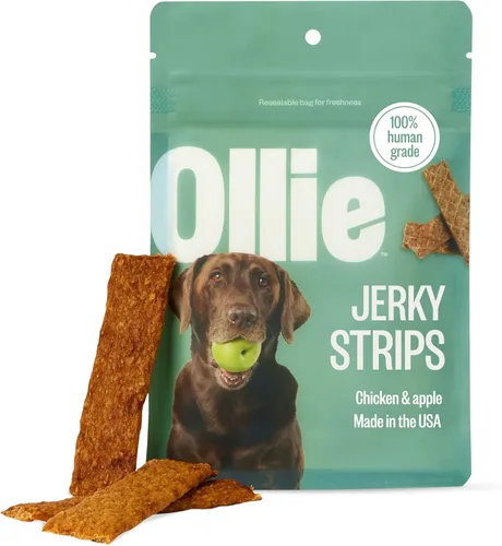 Ollie Golosinas de Cecina de Pollo y Manzana para Perros, Paquete de 3 de 5 oz, Completamente Natural, Bocadillos Saludables, Hechos con Carne Real,