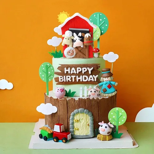 Miniatura 8 de JeVenis Little Farm - Juego de decoración de tartas de animales de granja, ovejas, vacas, cerdos para baby shower y fiestas de cumpleaños