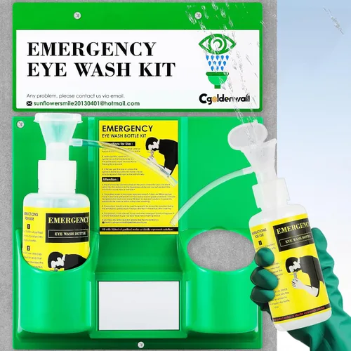 CGOLDENWALL Estación de lavado de ojos Estaciones de lavado de ojos aprobadas por la OSHA, kit de lavado de ojos de emergencia portátil montado en