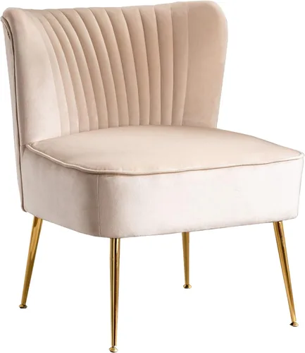 Miniatura 11 de WO Home Furniture - Silla decorativa de terciopelo copetudo de 25 pulgadas de ancho con patas de metal dorado resistentes a la corrosión, asiento