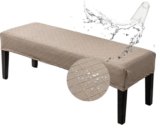 Miniatura 15 de Genina Fundas impermeables para banco de comedor, protector de asiento de banco de jacquard elástico, funda de banco rectangular para dormitorios