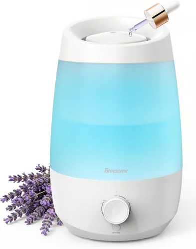 BREEZOME Humidificadores de llenado superior de 2.5L para dormitorio, salida de niebla de 8.5 fl oz/h, humidificadores de 25 horas para el hogar, 7