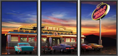 Miniatura 7 de wall26 Set de Arte de Pared de Impresión en Lienzo Retro Vintage Cámara de Película de Hollywood con Humo Fotografía Cultural Americana Arte Moderno