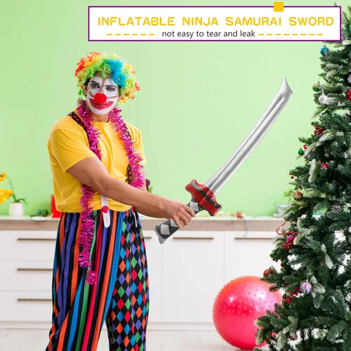 Miniatura 5 de Paquete de 24 espadas inflables ninja inflables, espadas Samurái, Katana inflable, para niñas y niños, temática de cumpleaños, recuerdos de fiesta