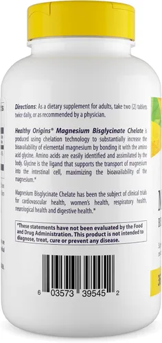 Miniatura 2 de Healthy Origins Quelato de bisglicinato de magnesio, 360 tabletas - Alta absorción totalmente tamponado Albion TRAACS Magnesio - Apoya la relajación