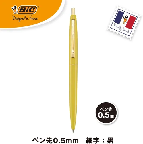 Miniatura 2 de Bolígrafo de punta redonda BIC CFCGYLW05BLKJ, Click Gold, 0.5 mm, tinta base de aceite, negro, suave, eje amarillo, 12