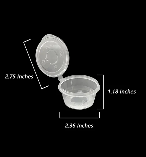 Miniatura 2 de OULIGET Vasos de Soufflé de Plástico, Vasos Desechables Transparentes para Salsa a Prueba de Fugas con Tapa Articulada, Utilizados para Varias