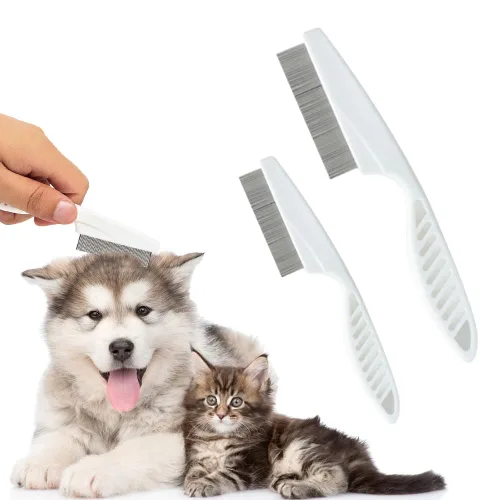 Peine multifuncional para mascotas – Peine de doble cara 2 en 1 2023 para eliminar manchas de lágrimas, masaje y aseo para perros y cachorros Blanco