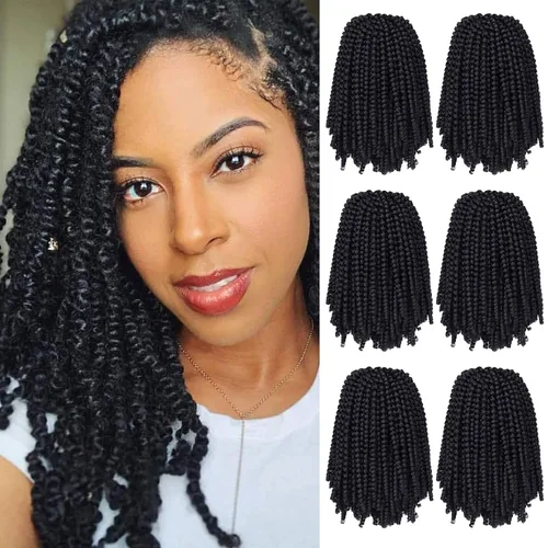 Miniatura 59 de Paquete de 2 cabello para trenzas en espiral de 8 pulgadas, cabello Spring Twist para rastas falsas, rastas de mariposa, cabello para trenzas, fibra