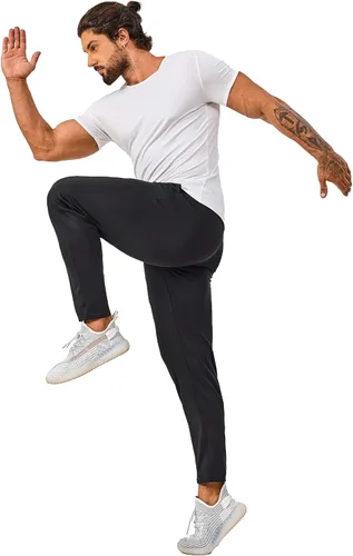 Miniatura 7 de AbleTree Pantalones deportivos con forro polar de 27 pulgadas de entrepierna Atheltic Joggers para hombres cortos con bolsillo con cremallera