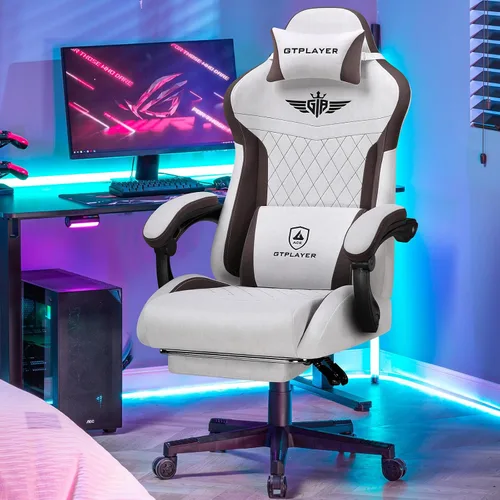 Miniatura 2 de GTPLAYER Silla para videojuegos, sillas de videojuegos con reposapiés y soporte lumbar, silla de computadora para adultos con respaldo extendido