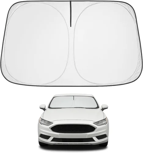 Proadsy Parasol para parabrisas para Ford Fusion Sedan 2013-2021, Protector solar plegable con escudo térmico y visera, ajuste preciso, bloquea los