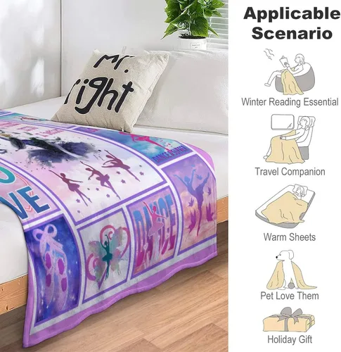 Miniatura 5 de Manta de regalo de bailarín, manta de franela suave y cálida, regalos para amantes de la danza, mantas inspiradoras de baile y mantas