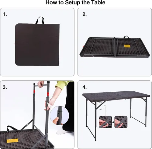 Miniatura 7 de REDCAMP Mesa plegable cuadrada de 48 pulgadas con parte superior de resina, mesas de tarjetas pequeñas plegables portátiles para adultos, uso