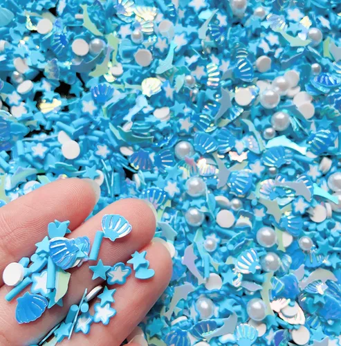 Miniatura 2 de Chispitas Falsas Gránulos de Arcilla Rodajas de Polímero para Arte de Uñas Manualidades DIY Tartas Funda de Teléfono (40G-Shell+Pentagram-24)