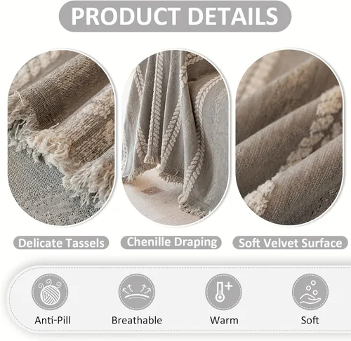 Miniatura 175 de VClife Fundas de sofá bohemio de felpilla para sofá seccional, fundas de sofá suaves y antideslizantes para sofá de 2 cojines, protector de muebles