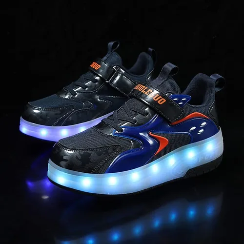 Miniatura 4 de CEIEOE Zapatos con ruedas para niños 4 ruedas mejoradas, modelo 16 LED, recargable, colorido, para niñas, niños, tenis retráctiles, zapatos