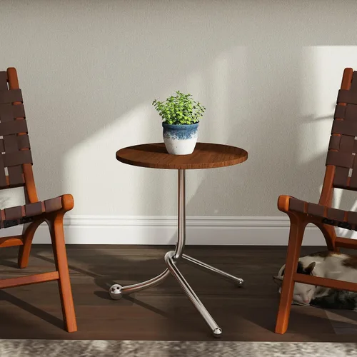 Miniatura 2 de Mesa auxiliar redonda pequeña 15.75 ″ x19.69 ″ - Mesas auxiliares modernas para espacios pequeños y sala de estar
