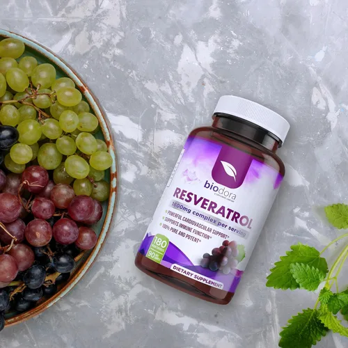 Miniatura 5 de Resveratrol 1600mg - 180 cápsulas Suplemento antioxidante de trans-resveratrol con té verde natural, polifenoles de semilla de uva y quercetina