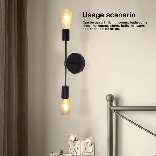 Miniatura 3 de Juego de 2 apliques de pared dobles para interiores, E27 E26, luces de pared modernas, 85 a 265 V, arriba y abajo, para sala de estar, dormitorio