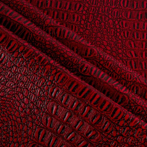 Miniatura 3 de Piel sintética Gator rojo/negro, tela por yarda
