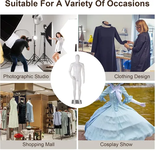 Miniatura 8 de Male Full Body Mannequin, Realistic Male Mannequin with Stand, Adjustable & Detachable Dress Form for Retail Clothing Display, Tailoring, Fashion