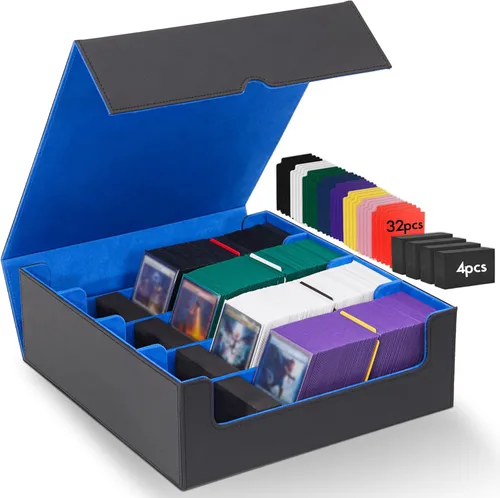 Miniatura 13 de Caja de cubierta MTG con 2 divisores, caja de cubierta Commander de gran capacidad se adapta a más de 100 cartas con manga doble, estuche de cartas