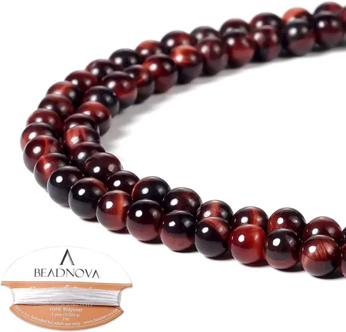 Miniatura 26 de Cuentas de ónix negro BEADNOVA con cuentas de cristal natural, piedras preciosas, redondas, sueltas, curativas de energía con cordón elástico de 01)