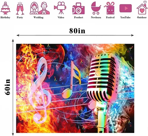 Miniatura 2 de TPMDFC Tapiz musical UV con luz negra, nota musical reactiva, tema fresco, tamaño pequeño, 40 pulgadas, 30 pulgadas, tapices colgantes de pared