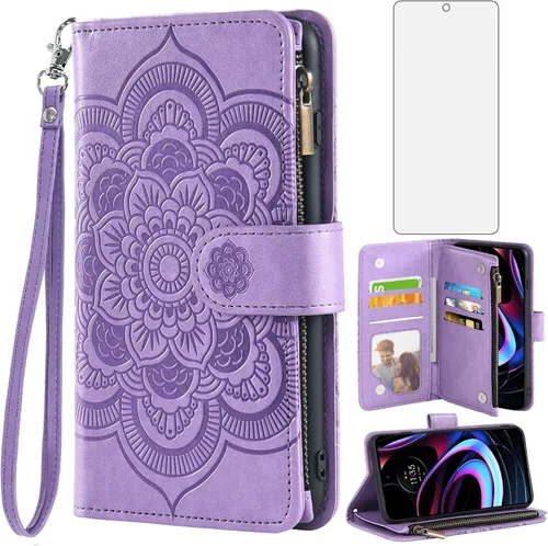 Miniatura 13 de Asuwish Funda para teléfono Motorola Moto Edge 2021/MotoEdge 5G UW con protector de pantalla de vidrio templado y soporte para tarjeta de crédito