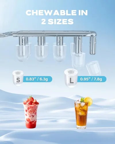 Miniatura 3 de Ecozy Encimera de máquina de hielo, máquina de hielo portátil con asa de transporte, 12 kg en 24 horas, 9 cubos de hielo listos en 6 minutos, Negro
