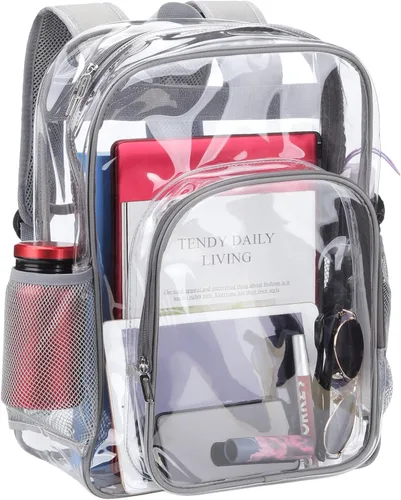 Mochila transparente de PVC grande resistente Mochila transparente, Gris, Transparente
