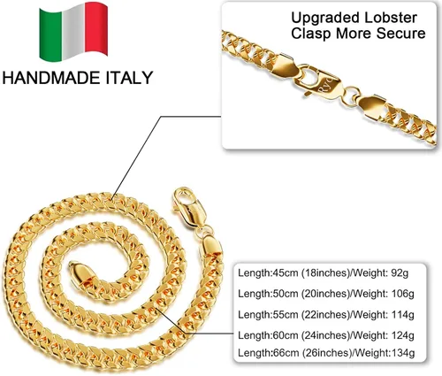 Miniatura 6 de ROSIEYO Diamond Cut Miami Mens Cuban Link Chain Necklace, 14k Gold Cuban Chain Necklace, Silver Chain for Men Women Boys, 316L Stainless Steel