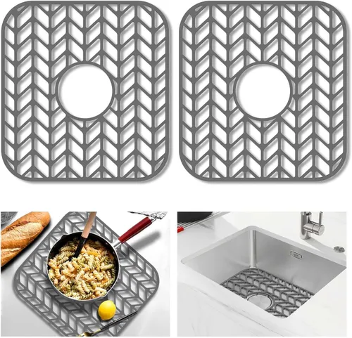 Miniatura 18 de GUUKIN Protectores de Fregadero para Alfombrilla de Cocina - 29" x 15.35" Alfombrilla de Silicona para Fregadero de Cocina con Rejilla para el Fondo