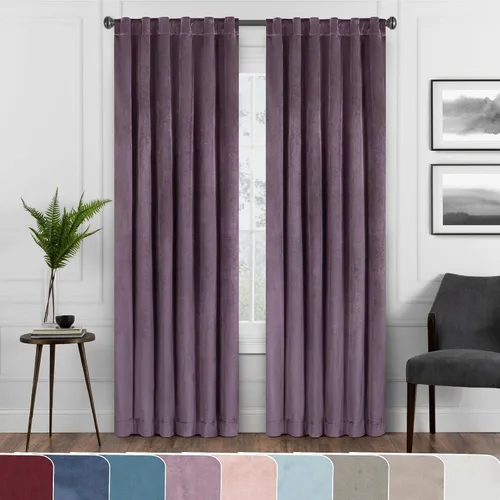 Miniatura 12 de Eclipse Absolute Zero Harper - Cortinas opacas de terciopelo con aislamiento térmico y bolsillo para cortinero para dormitorio, panel individual, 50