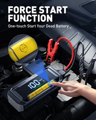 Miniatura 3 de AUXITO 8000A Arrancador de Batería de Coche con Función de Fuerza de Impulso Caja de Arranque 60W Carga Rápida 160W Salida DC Arrancador Portátil