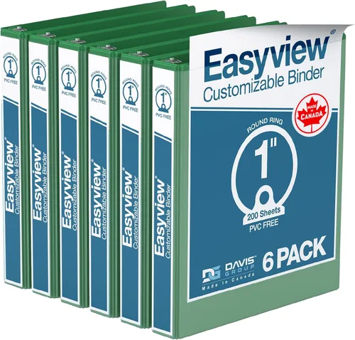 Miniatura 48 de Easyview - Carpetas prémium de 3 anillas con cubiertas transparentes y anillos redondos, carpetas para la escuela u oficina, 1 pulgada, paquete