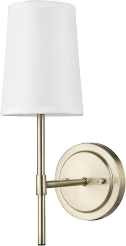 Miniatura 14 de Globe Electric 65000043 Lámpara de pared de 1 luz enchufable o cableada, negro mate, pantalla de tela blanca, brazo oscilante, cable de 1.8 metros