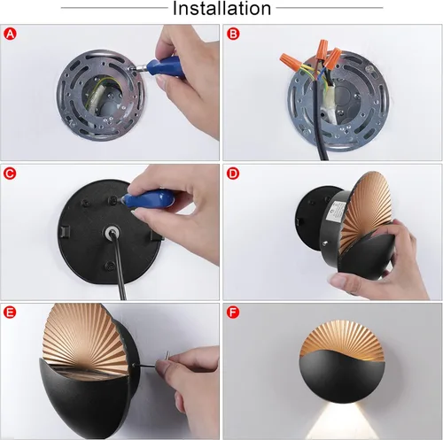 Miniatura 7 de Kawell Moderno y creativo aplique de pared LED de 12 W, impermeable, lámpara de pared para interiores y exteriores, efecto Art Deco para dormitorio
