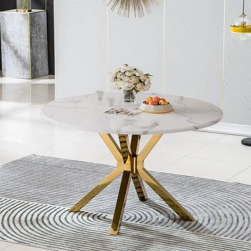 Miniatura 19 de Mesa de comedor de mármol negro para 4, 6, 70 pulgadas, moderna mesa de comedor de cocina dorada con base de acero inoxidable con diseño