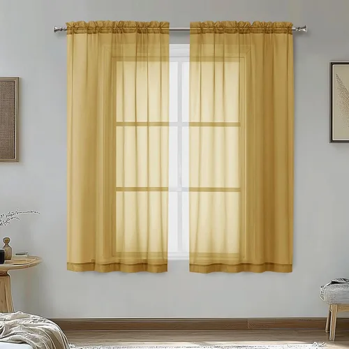 Miniatura 91 de OVZME - Cortinas traslúcidas blancas de 45 pulgadas de largo, 2 paneles, cortinas de gasa con bolsillo para barra para ventanas pequeñas, cada una
